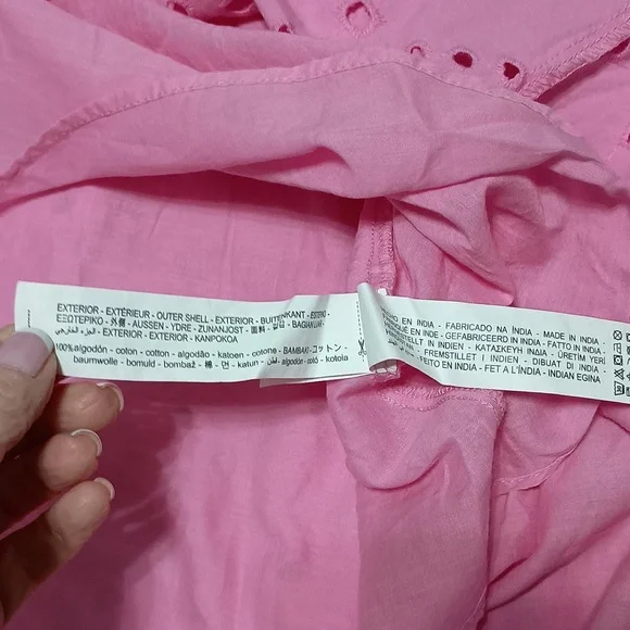 Zara pink Eyelet Tiered Puff-Sleeve Dress NWT - Picture 5 of 10